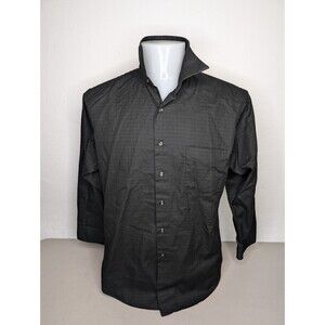 Arrow Black Fitted Wrinkle Free Button Up Shirt 17.5 32/33 XL Lightweight Soft